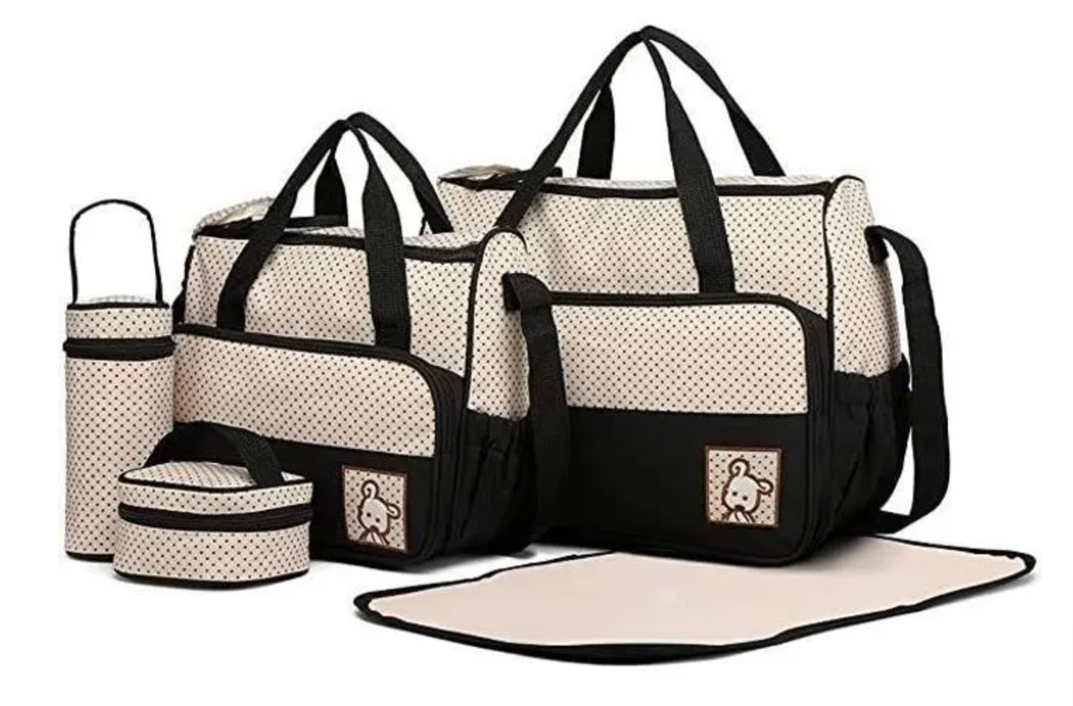 5pcs Sac à Langer pour Bébé avec Matelas à Langer Moustiquaire pour Bébé Grande Capacité Sac à Couches Multifonction